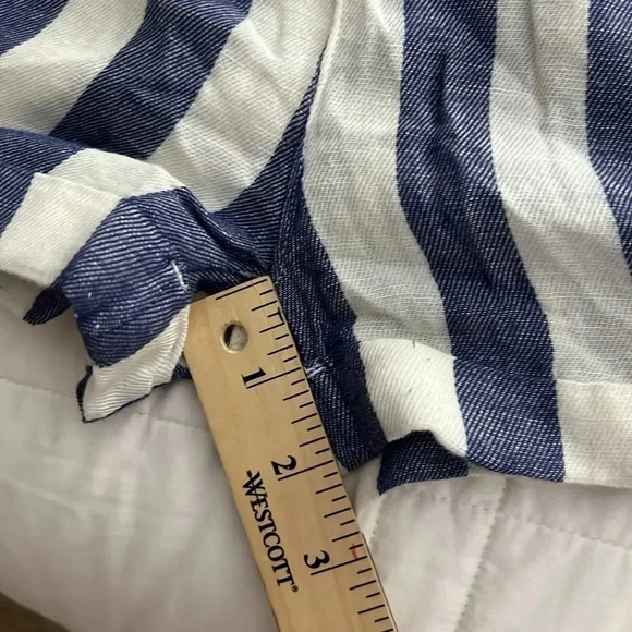 PACT Organic Cotton Blue Stripe Print shorts Romper size Medium NWT - Picture 8 of 11